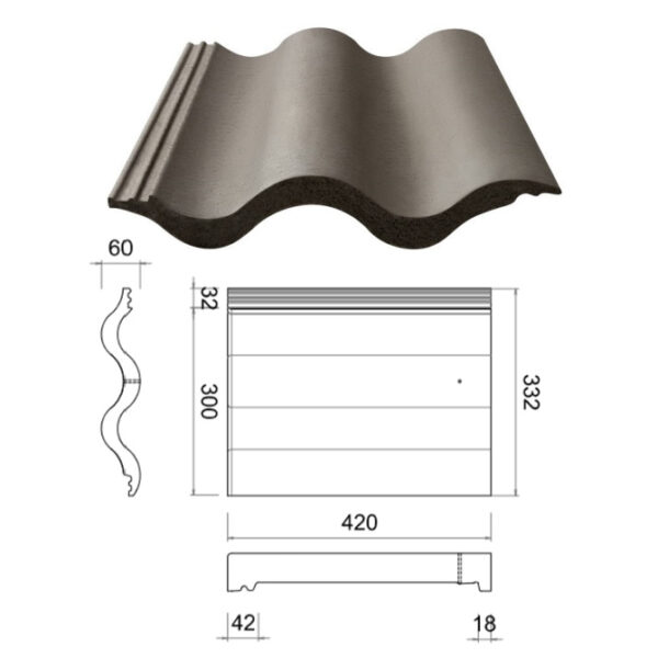 Marley Double Roman Plus Concrete Interlocking Roof Tile