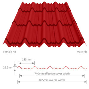 Versatile 740 roof sheeting tile